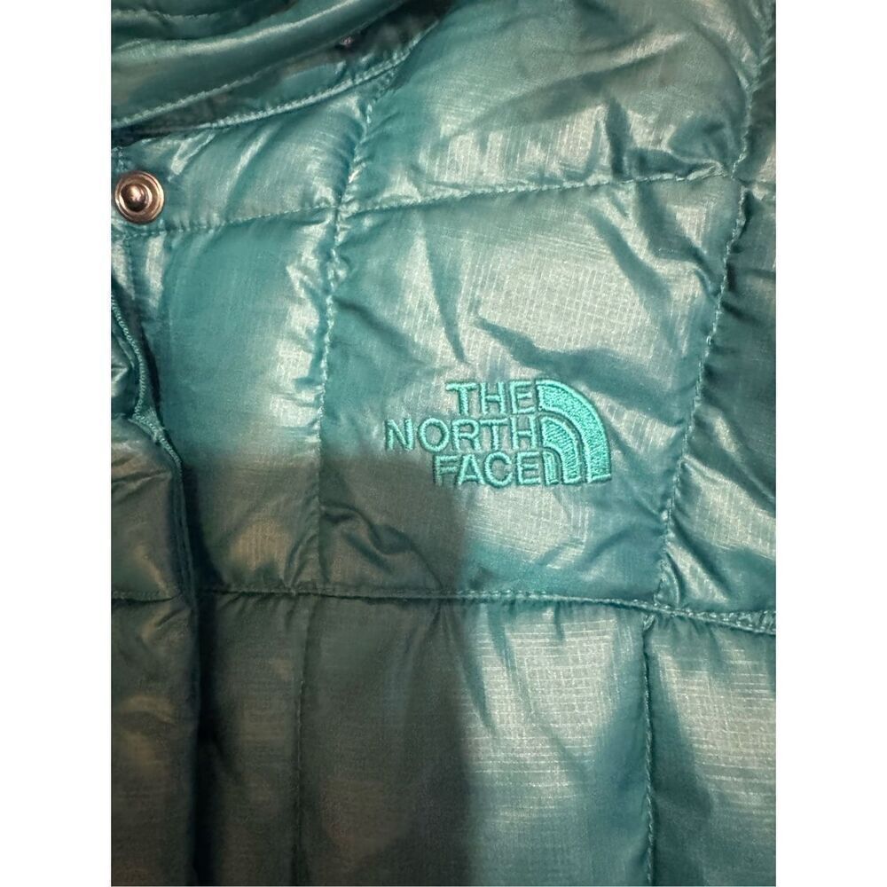 The north face shiny teal blue green 600M down hooded jacket/coat parka XS - Picture 12 of 12